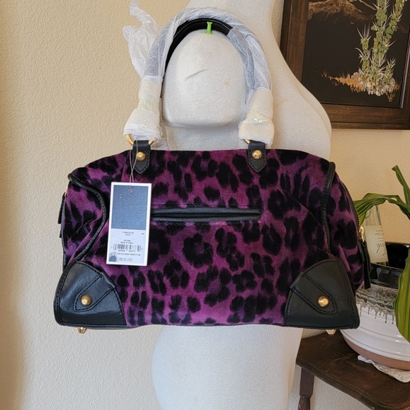 Y2K Juicy Couture Velour Purple Leopard Steffy Bag - Picture 4 of 7